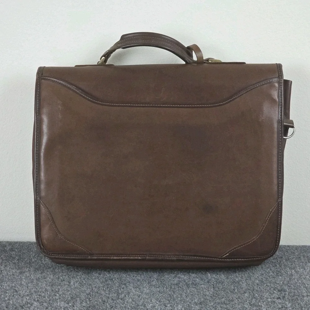 Orvis Vintage Leather‎ Briefcase USA Brown Rawhide Messenger Bag 16x13 Strap